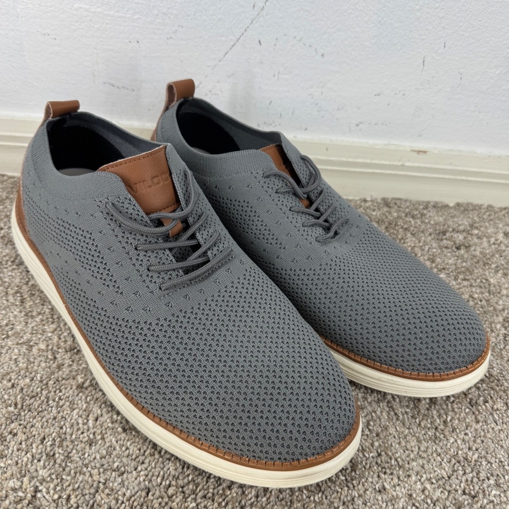 VILOCY Mens Mesh Knit Dress Sneakers Grey Brown Oxford Hybrid Shoes Size 45.5W